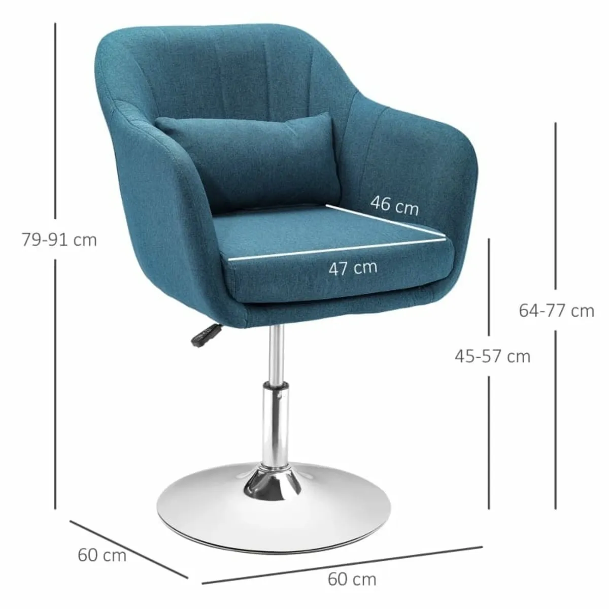Leisure Chair with Metal Base, Modern Swivel Linen - Image 3