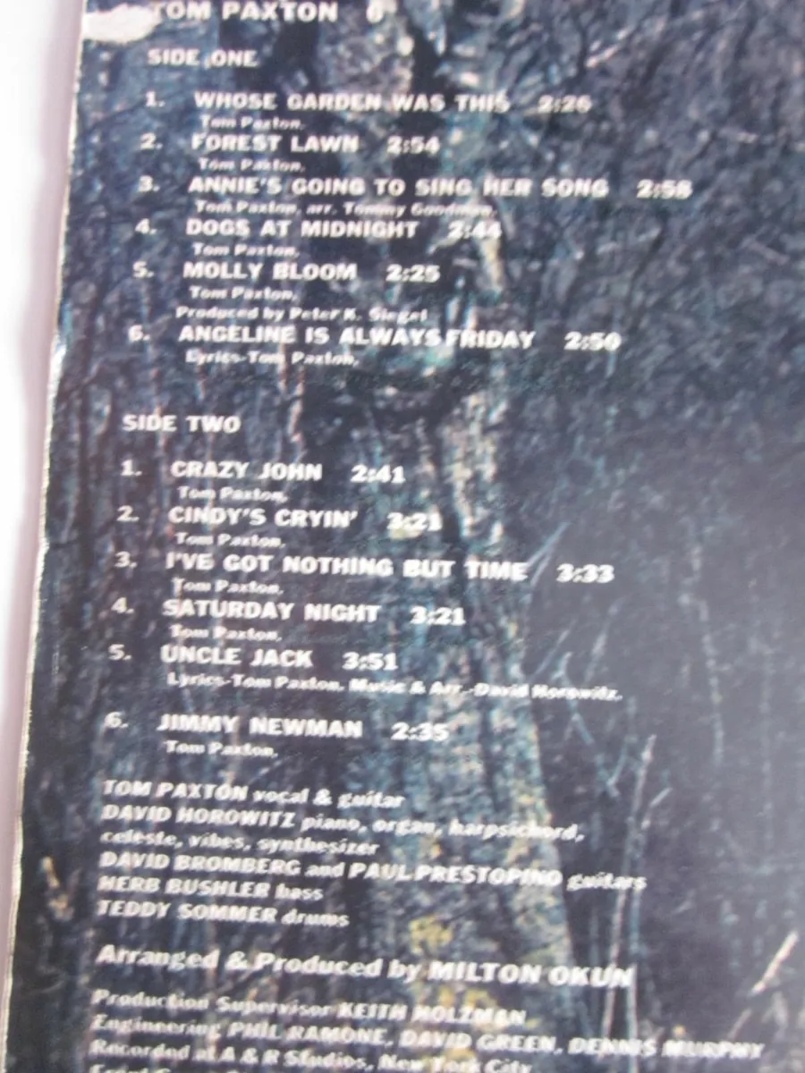 Tom Paxton Vinyl LP's X2 - Image 4