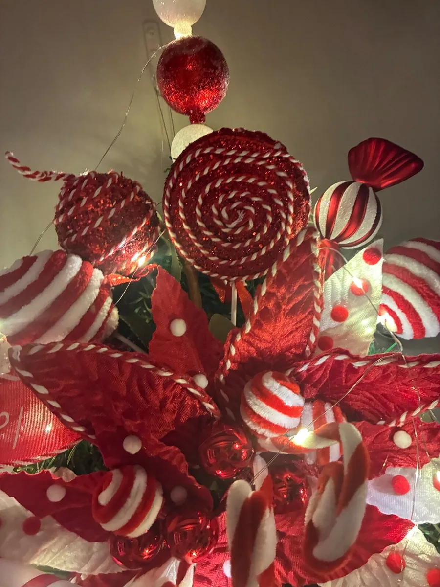 Christmas  candy cane Themed swag with lights - Image 3