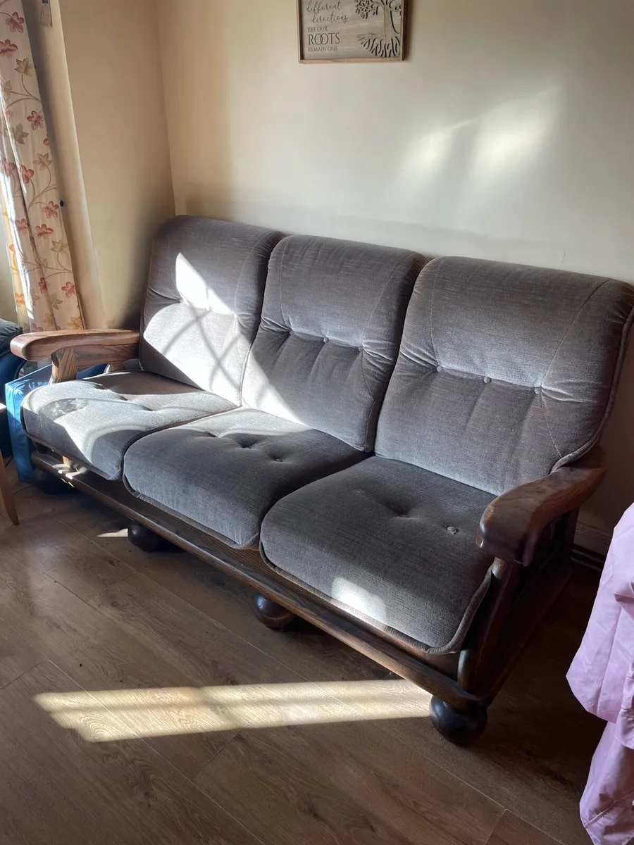 Dutch Oak 3-1-1 Sofa/Couch and Chairs - Image 1