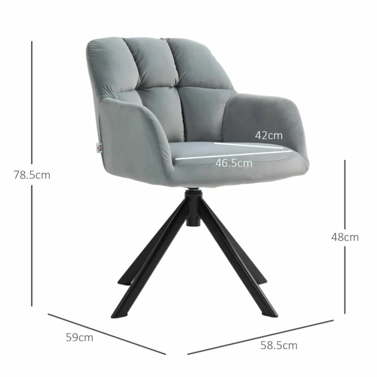 Swivel Armchair, Modern Accent Chair with Metal Le - Image 4