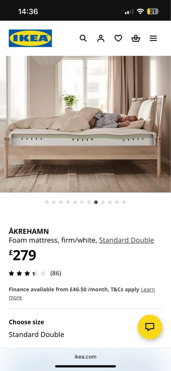 GLADSTAD double bed and ÅKREHAMN mattress - Image 1