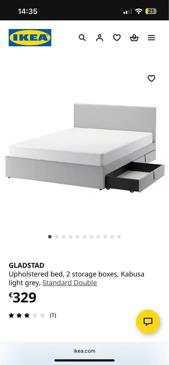 GLADSTAD double bed and ÅKREHAMN mattress - Image 2