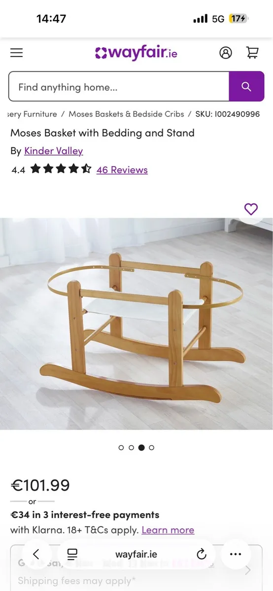 Moses basket with bedding, mattress. - Image 2