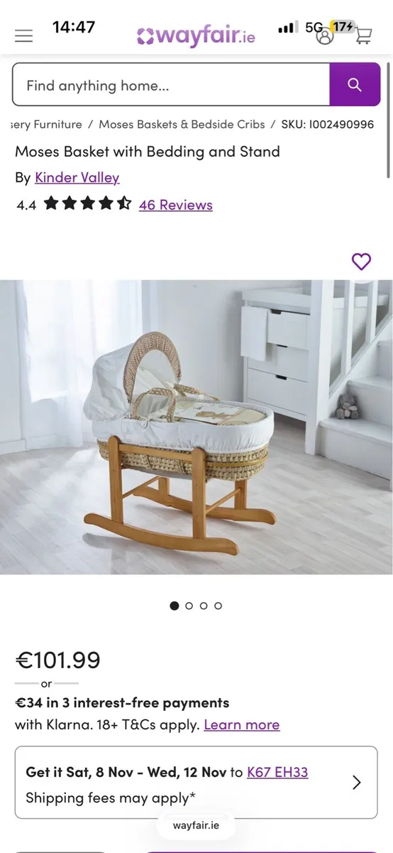 Moses basket with bedding, mattress. - Image 4