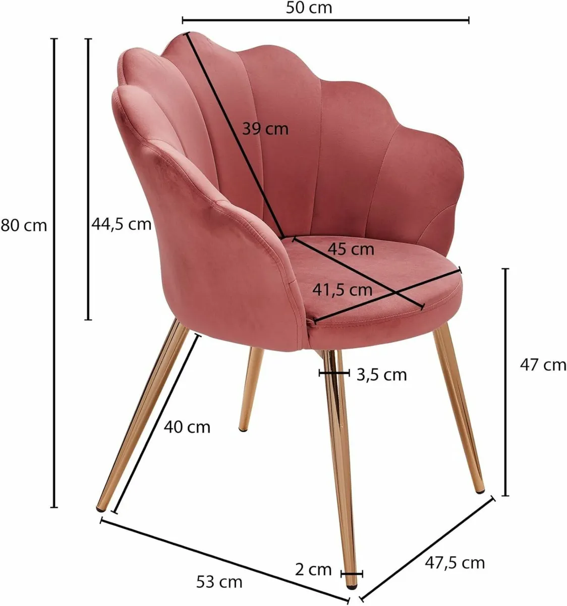 Velvet Upholstered Chair Dressing Table Chair Dini - Image 2