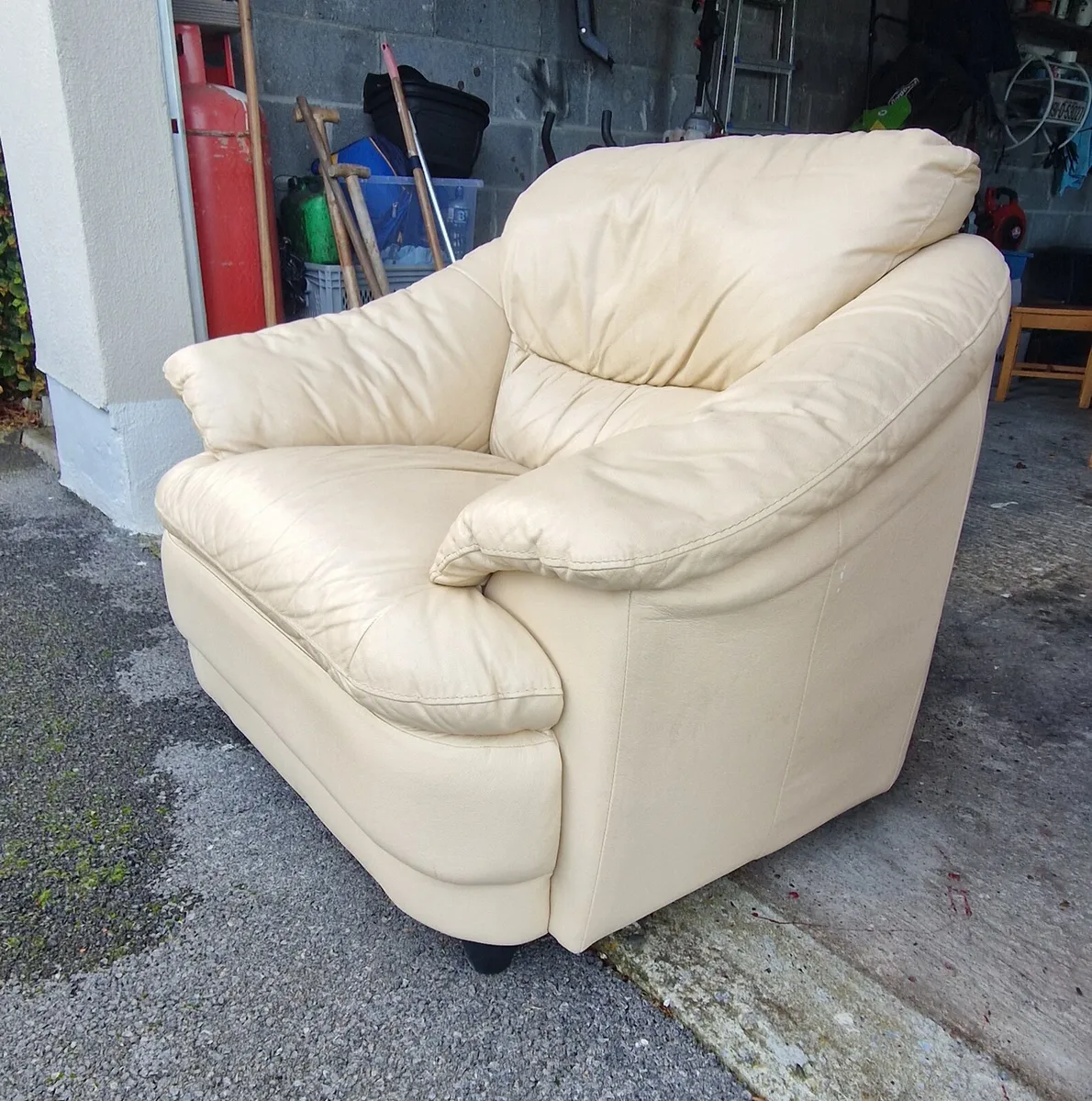 Cream Leather Armchair - Image 1