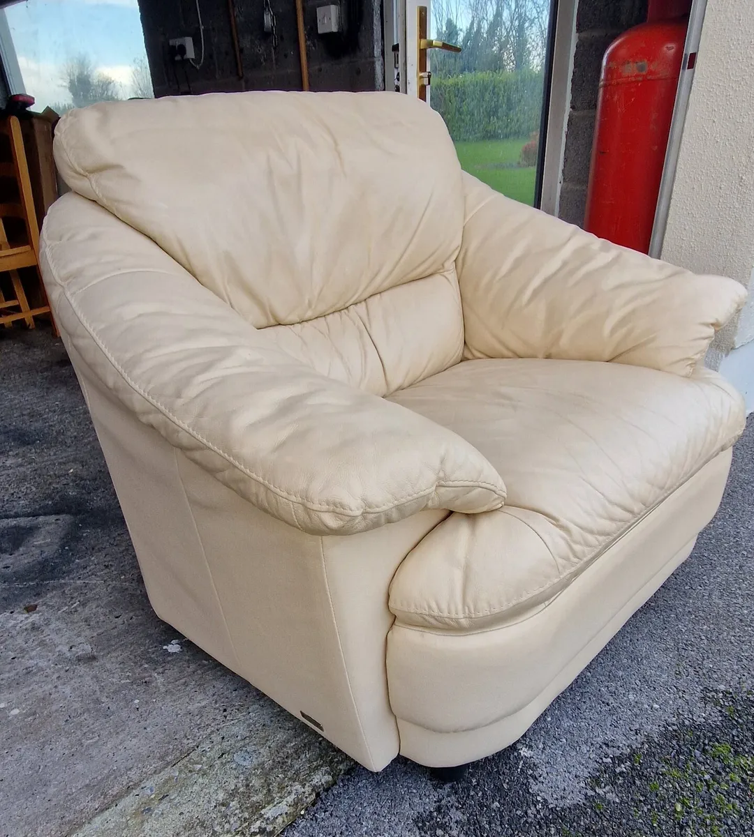 Cream Leather Armchair - Image 2