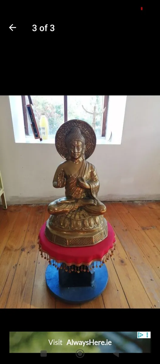 Large Buddha Statue & Stand - Solid Brass - Image 3