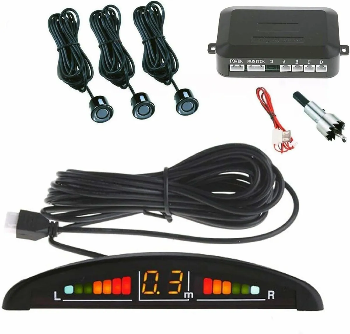 New!Set Car Parking Sensors, Kit 3 Parking Sensors - Image 3