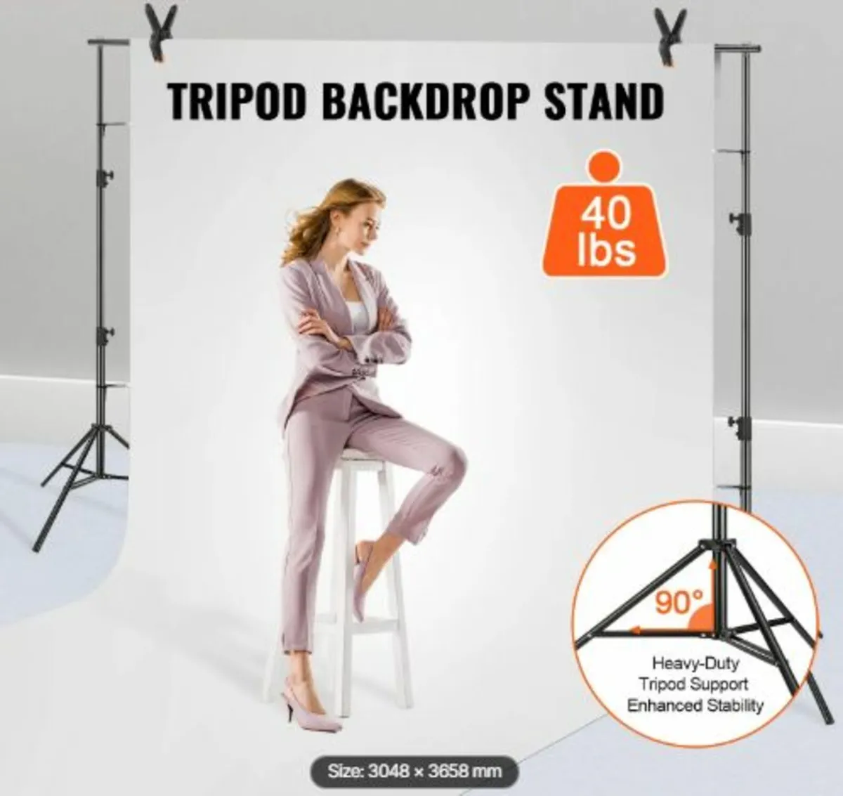 365.7 x 304.8cm Heavy Duty Backdrop Stand, Height - Image 2