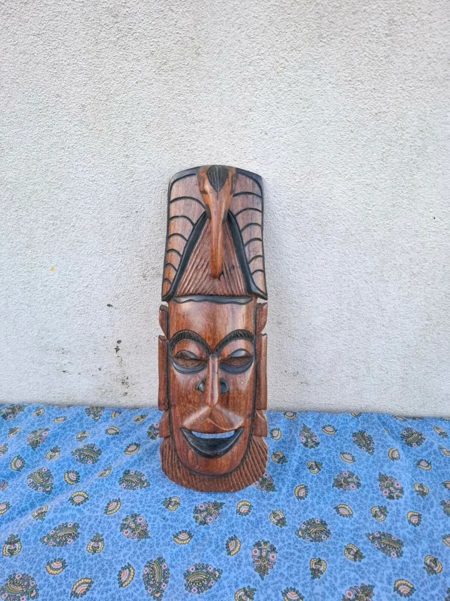 By post only vintage wood mask - Image 1