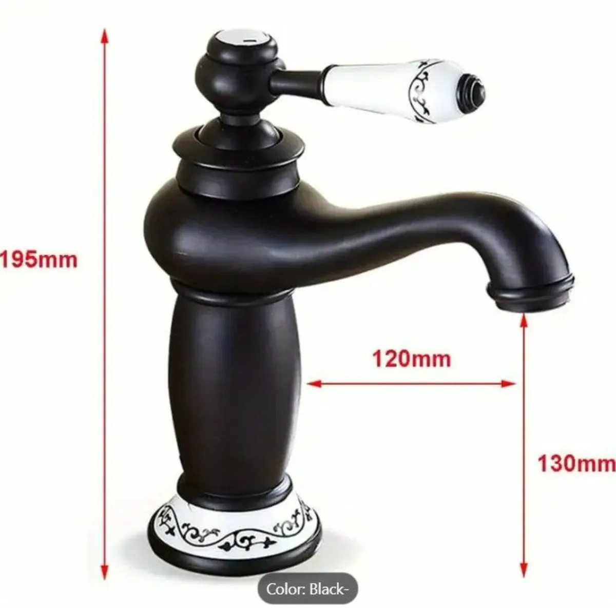 Antique Black Basin Faucet Solid Brass Vintage Tap - Image 2