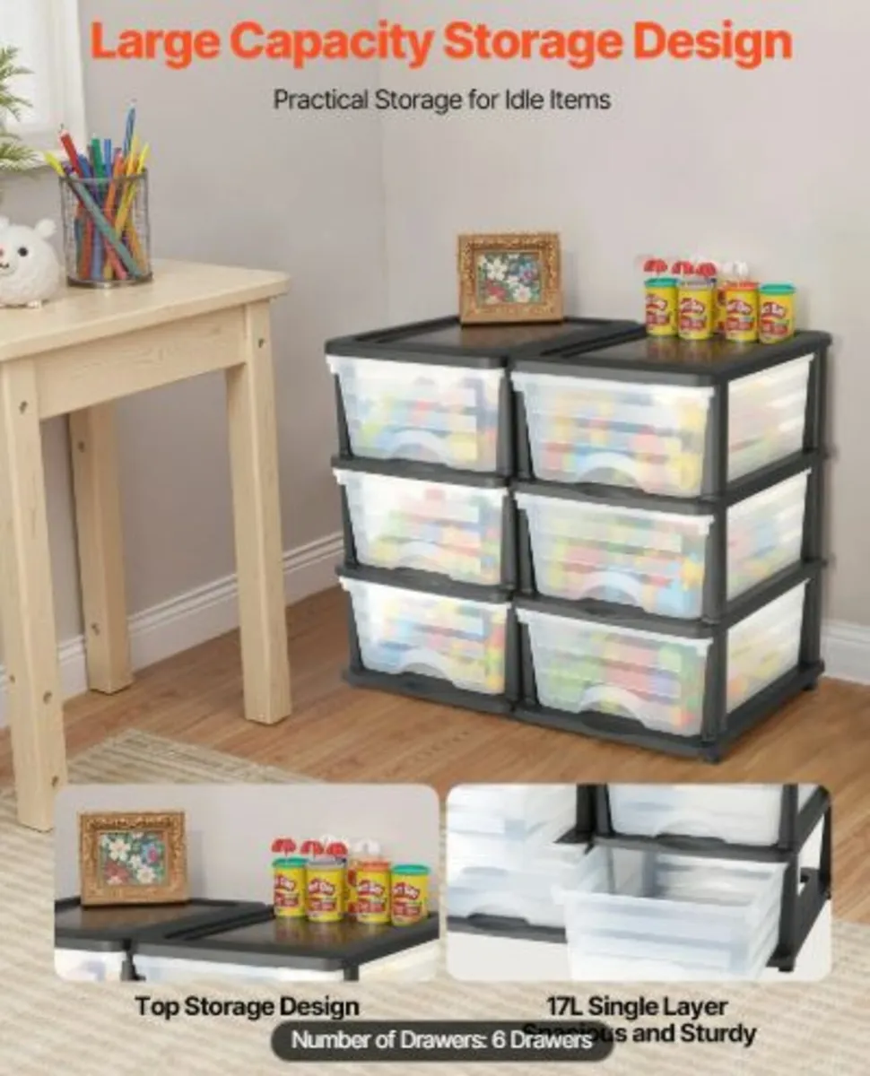 Plastic Storage Drawers, 2 Pack Storage Organizer - Image 2