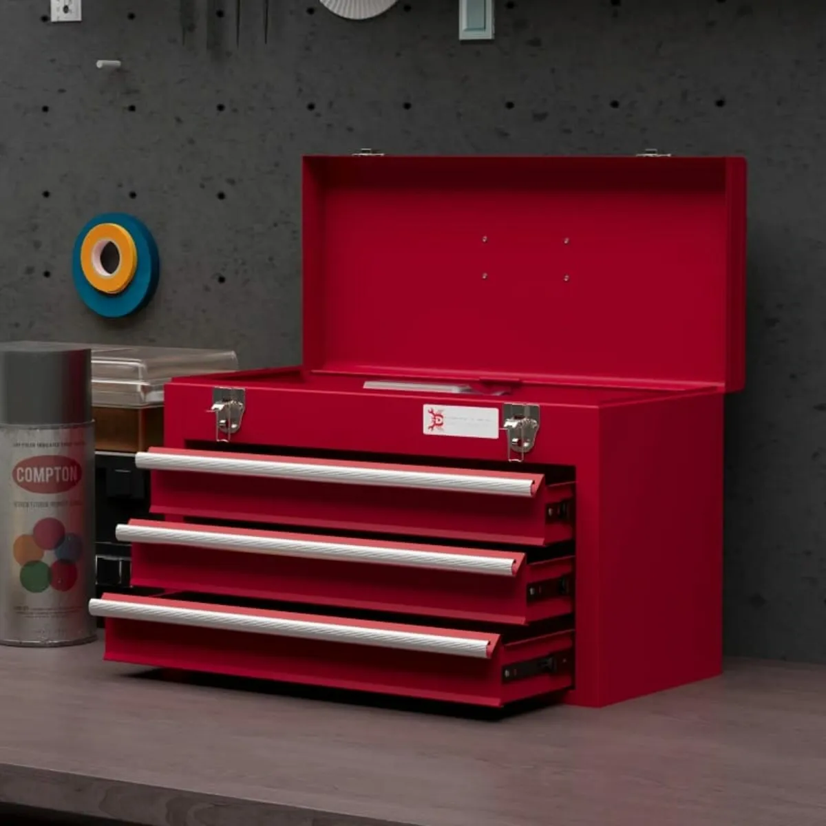 Lockable Metal Tool Box, 3 Drawer Tool Chest with - Image 3