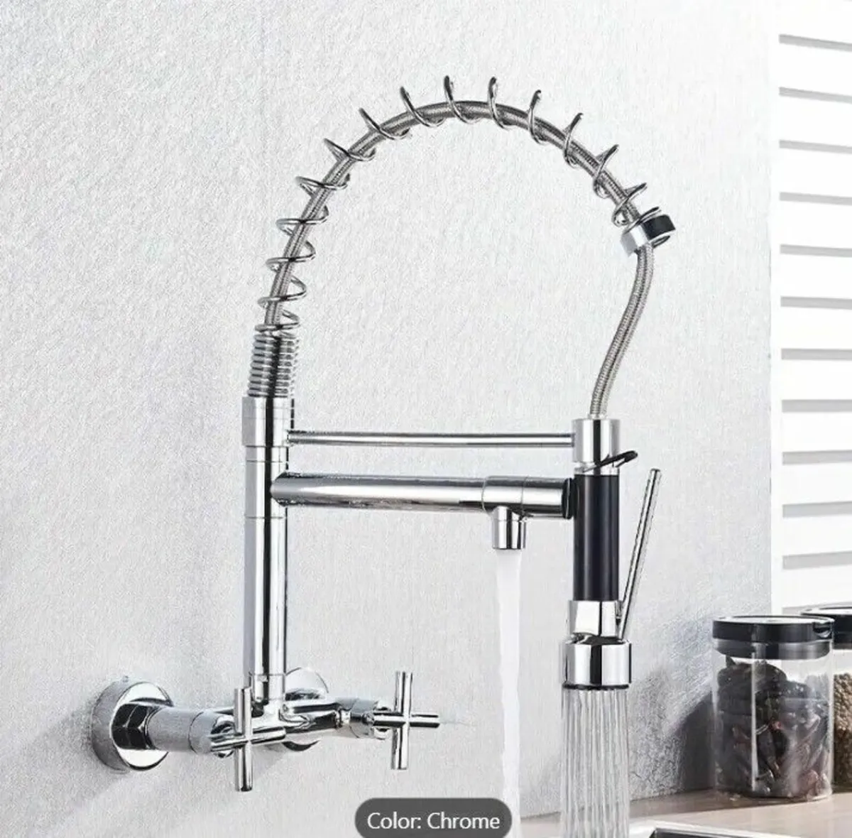 Wall-Mounted Kitchen Tap with Pull-Out Spray 360 d - Image 1