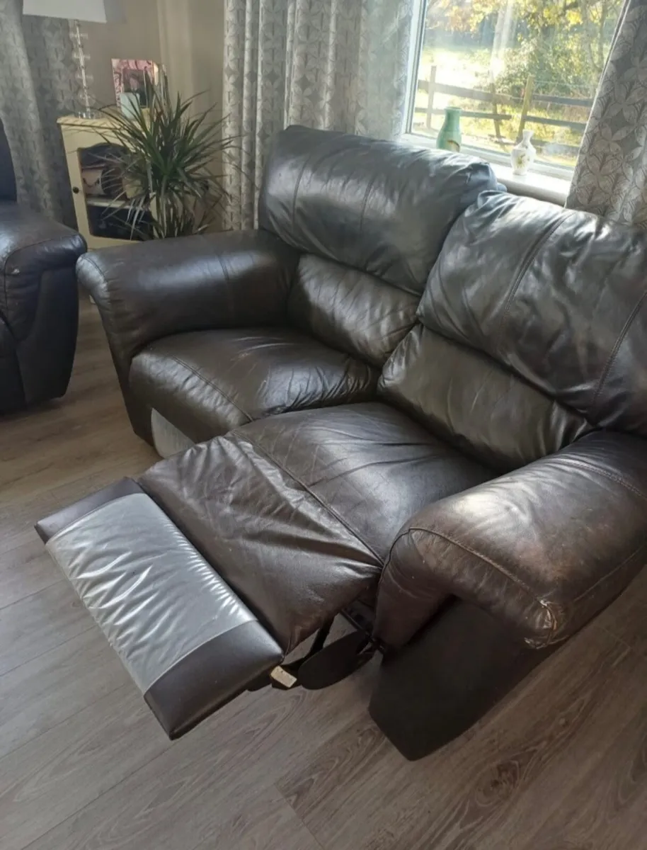 3x2x1 Brown Leather Couches - Image 1