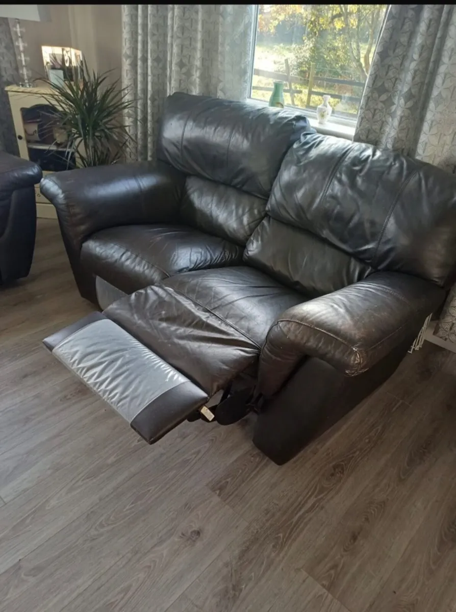 3x2x1 Brown Leather Couches - Image 2