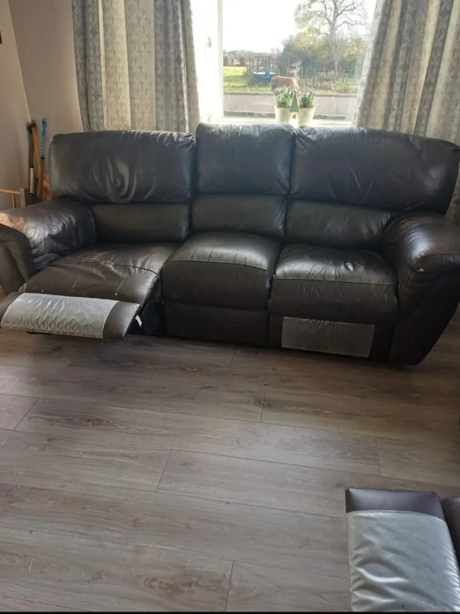 3x2x1 Brown Leather Couches - Image 3