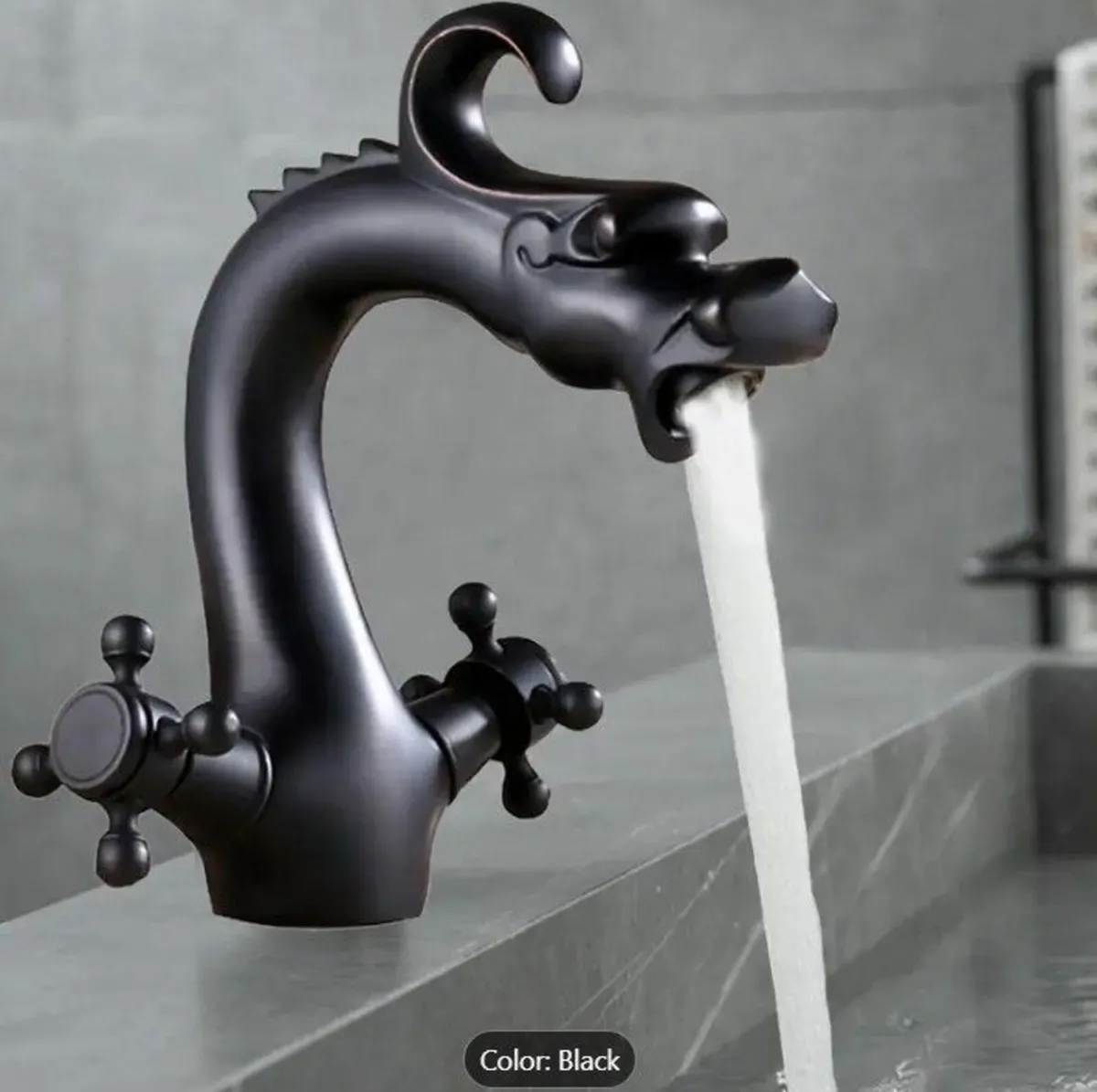 Black Bathroom Faucet Solid Brass Mixer Tap - Image 1