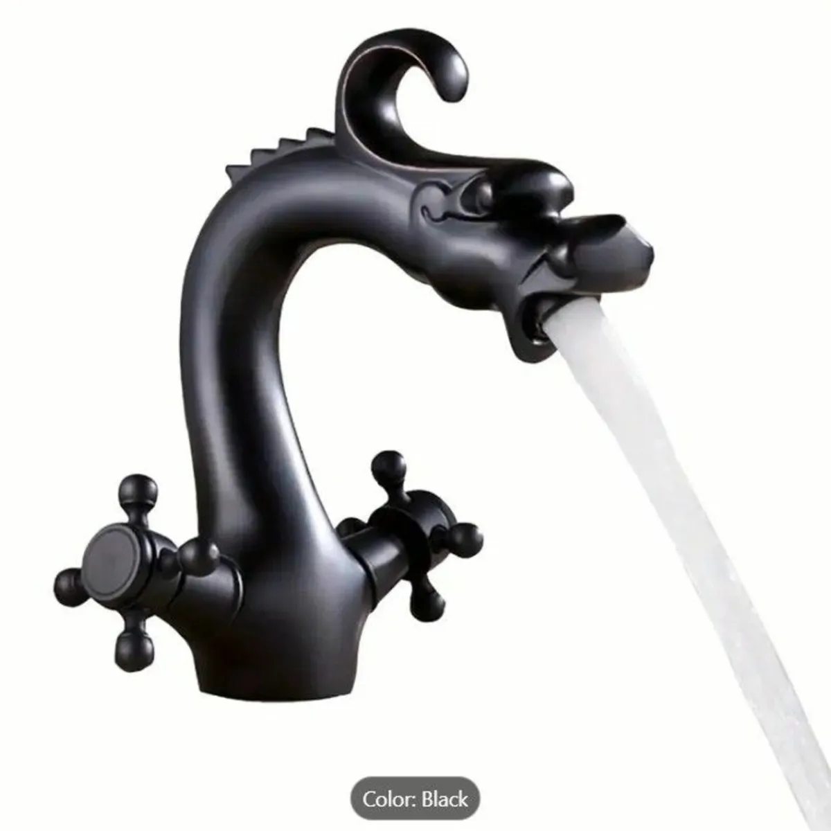 Black Bathroom Faucet Solid Brass Mixer Tap - Image 2