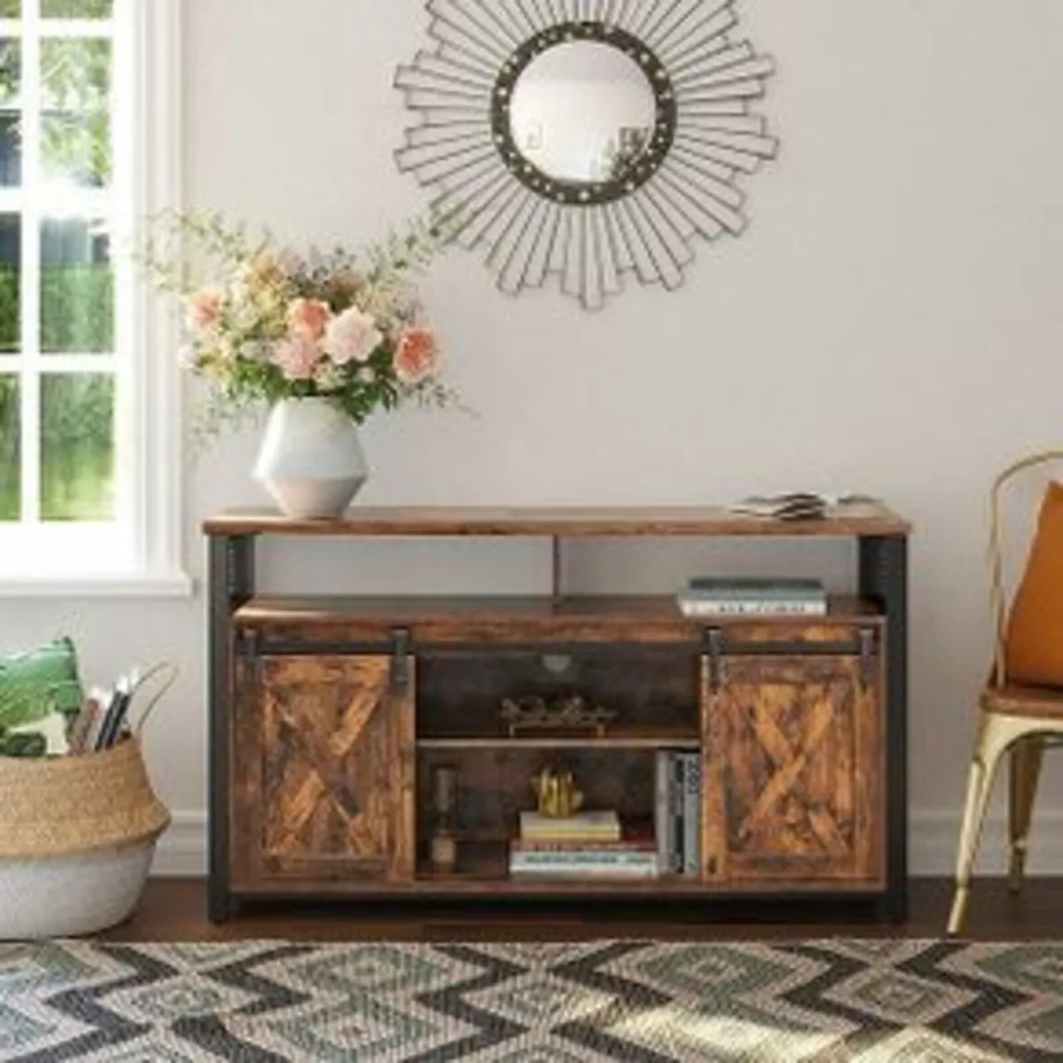 NEW TV Unit With Sliding Barn Doors - FREE P&P - Image 1