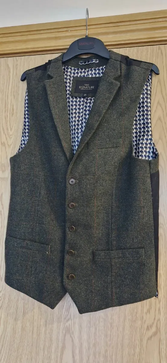 Suit Jacket Waistcoat Wool Tweed Italian - Image 4