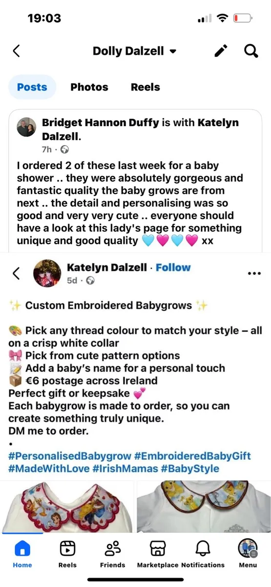 Embroidered baby grows - Image 1