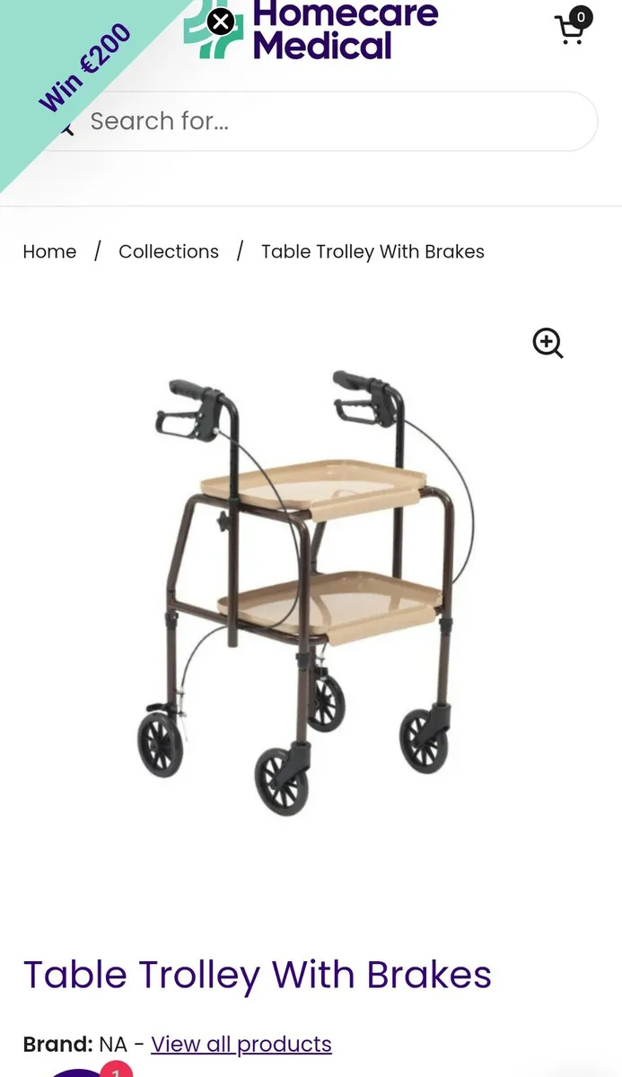 Table trolley with brakes - Unboxed - Image 1
