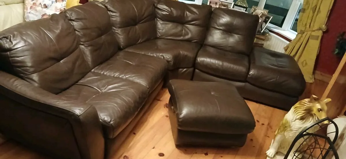 Corner sofa with chair and footstool - Image 1