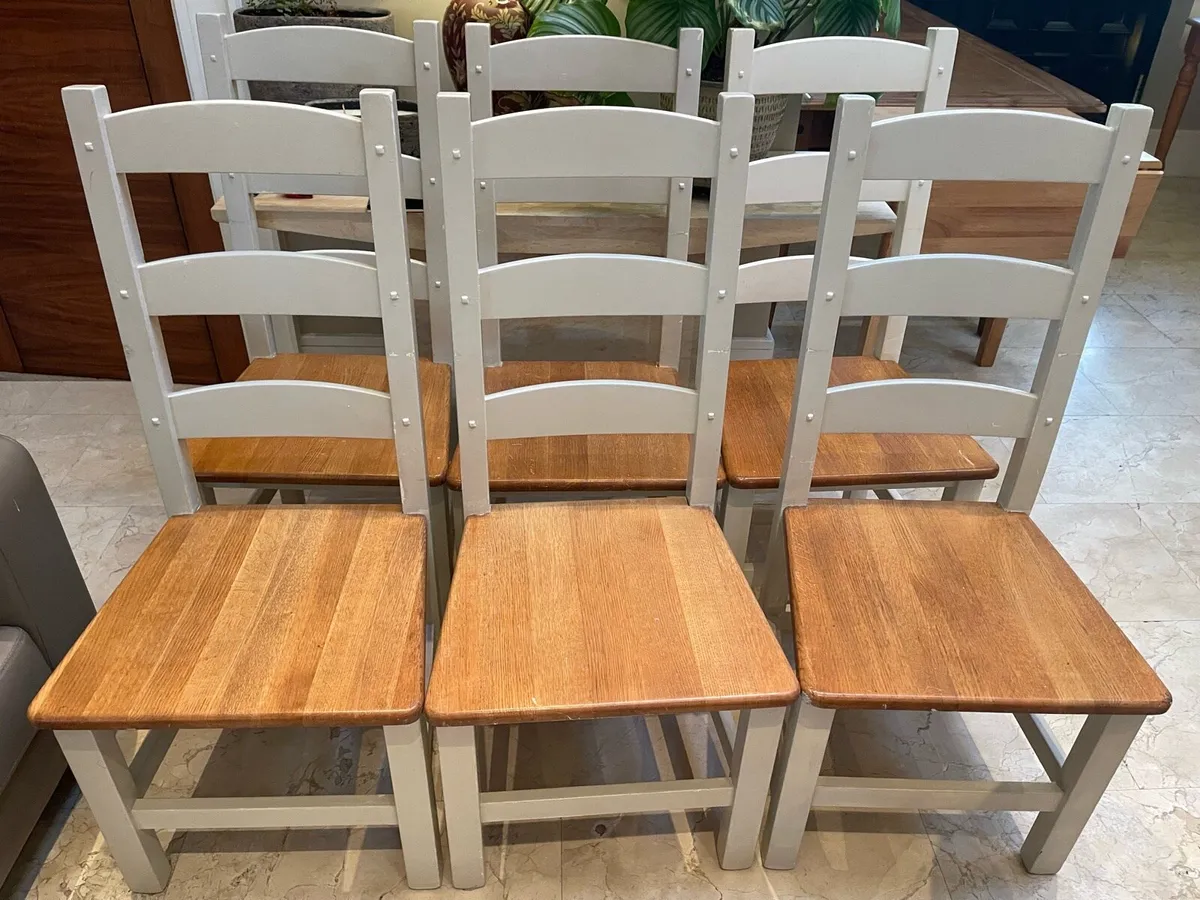 6 x Extremely Solid Light Grey Kitchen Chairs - Image 1