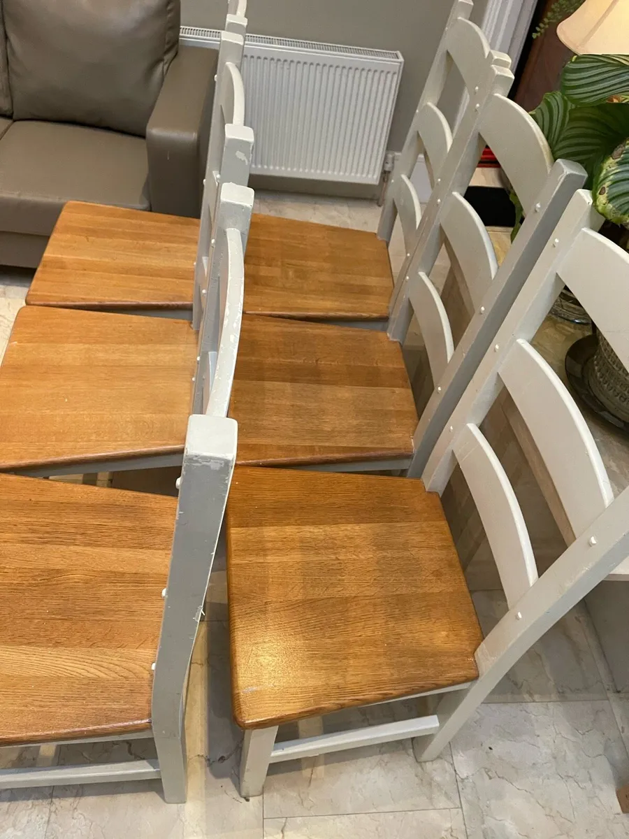 6 x Extremely Solid Light Grey Kitchen Chairs - Image 2