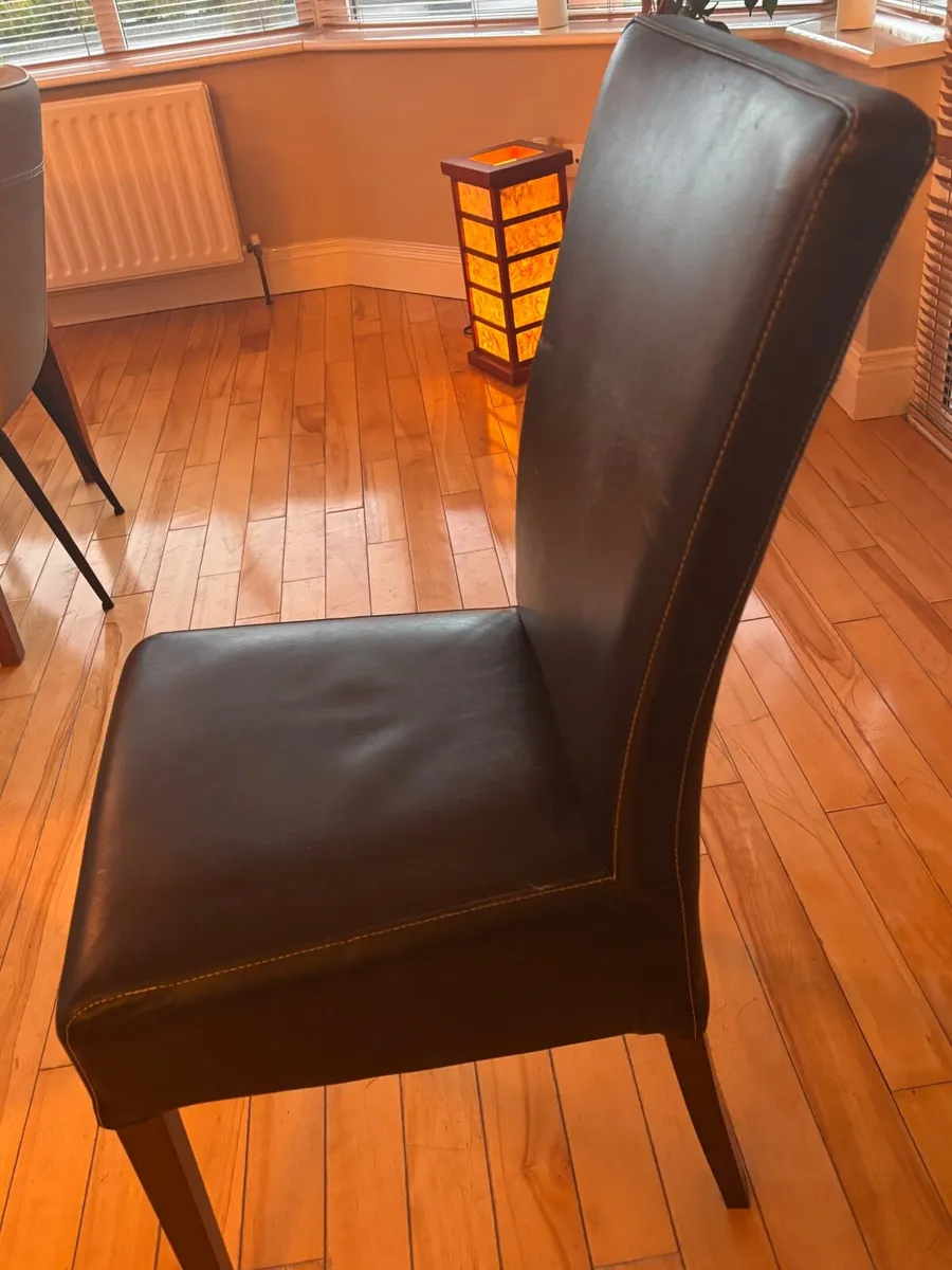 6 leather dining room chairs - Image 1