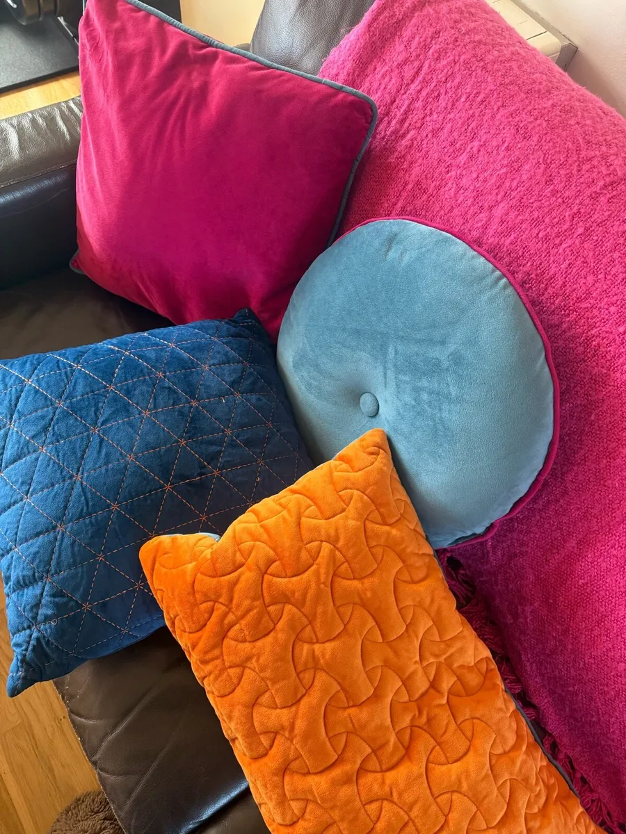 Decorative sofa cushions and blanket - Image 1