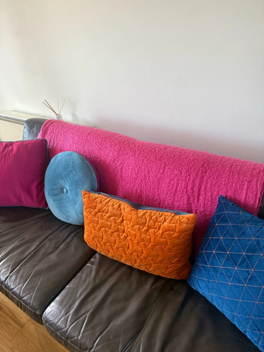 Decorative sofa cushions and blanket - Image 2
