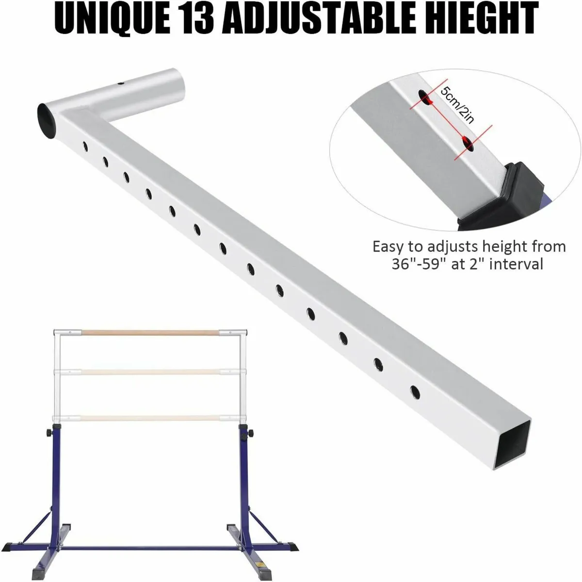 Gymnastics Kids Bar Adjustable Height 12 Levels - Image 4