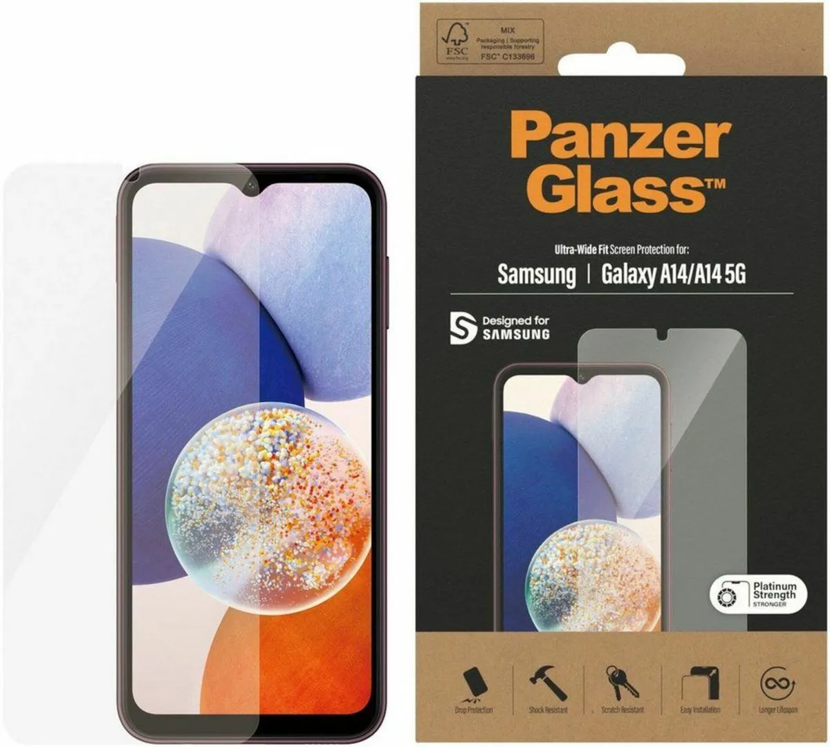 PanzerGlass screen protector, Samsung Galaxy A14