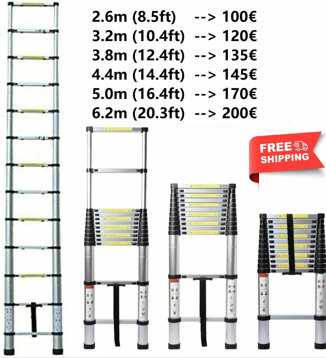 Aluminium Telescopic Ladder Portable DIY - Image 2