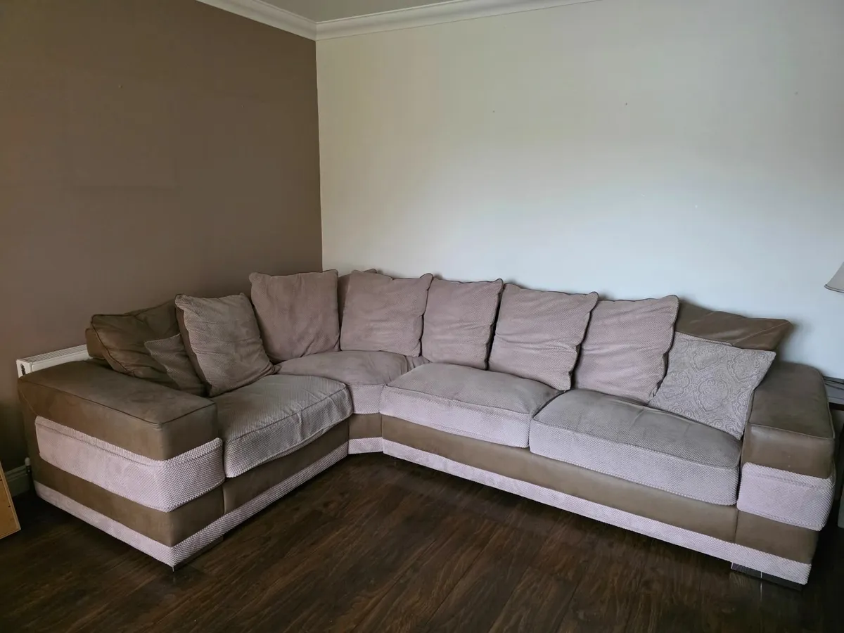 L Shape Couch & Swivel Barrel Chair - Image 1