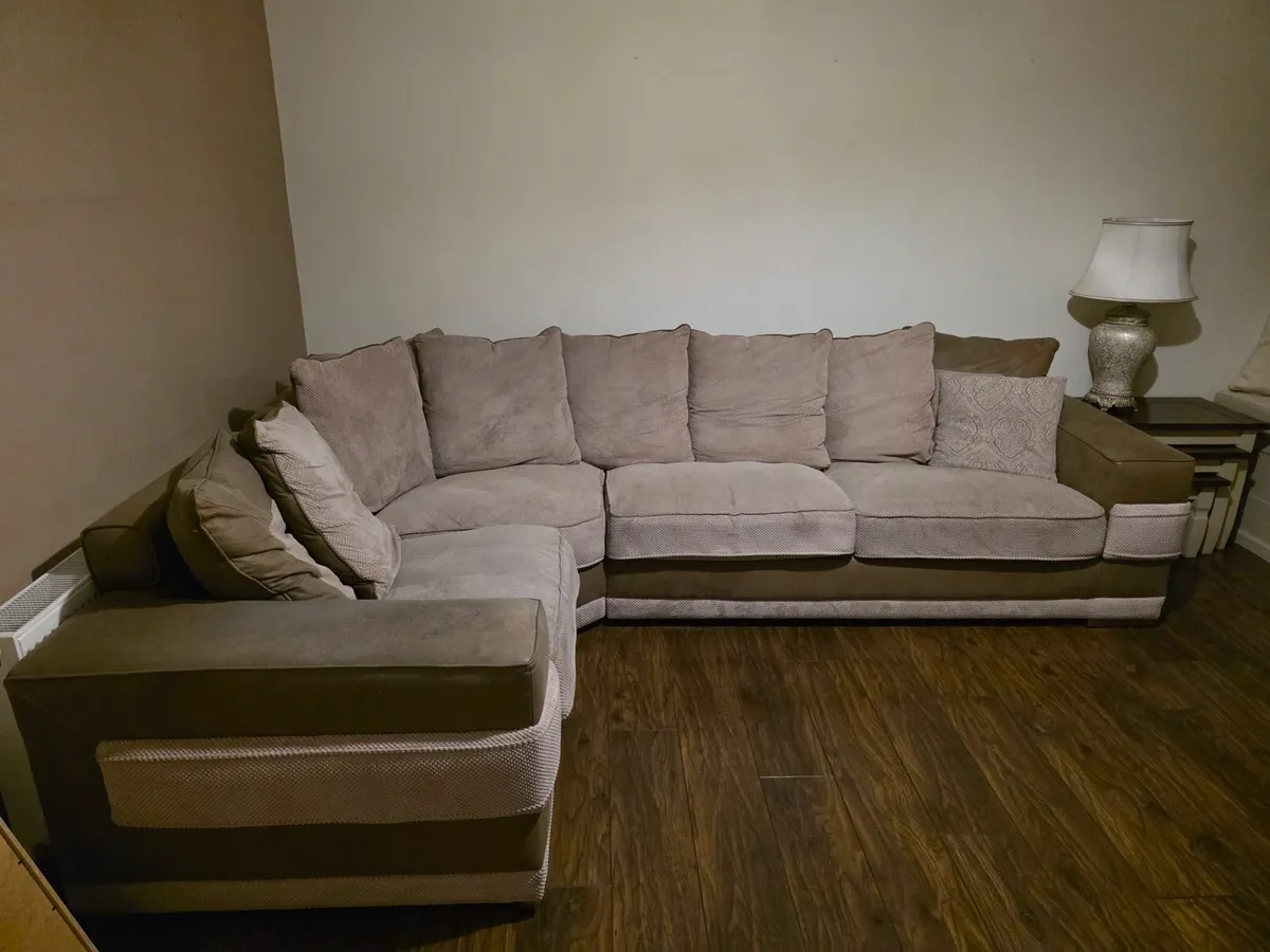 L Shape Couch & Swivel Barrel Chair - Image 2