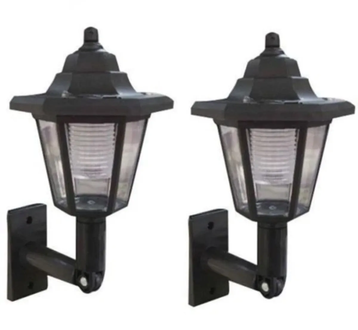 2 x Black Traditional Lantern Solar Wall Lights - Image 3
