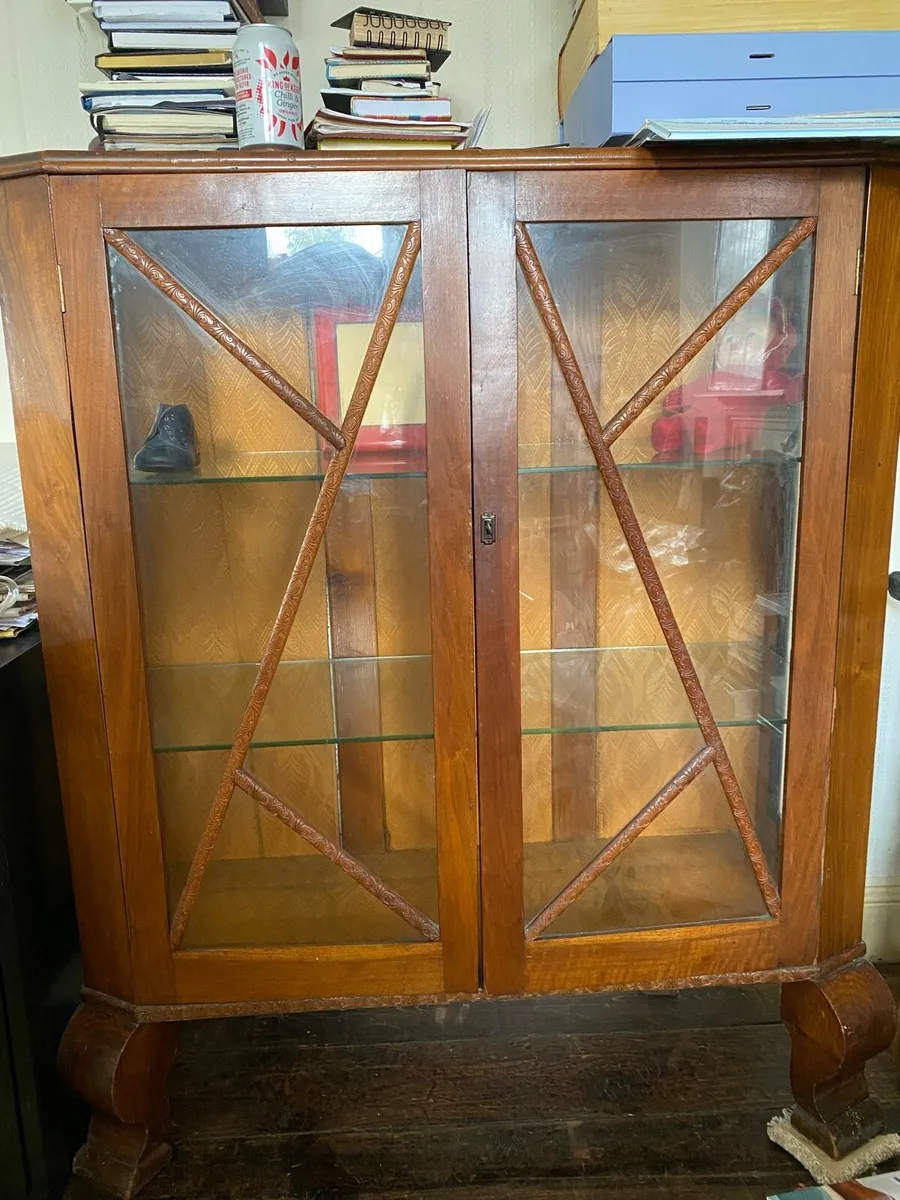 Antique glass cabinet 1930 - Image 1
