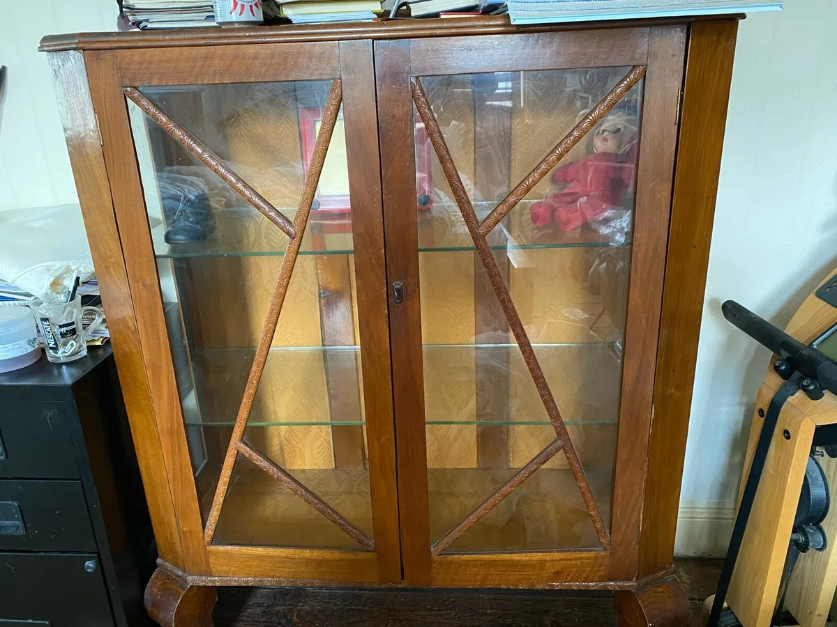 Antique glass cabinet 1930 - Image 2