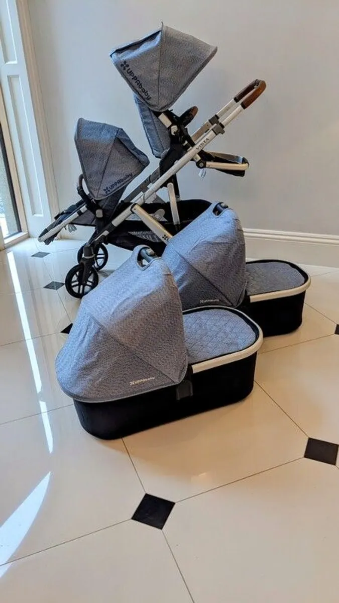 Uppababy Vista Twin Buggy Travel System - Henry Colour (light blue) - Image 4