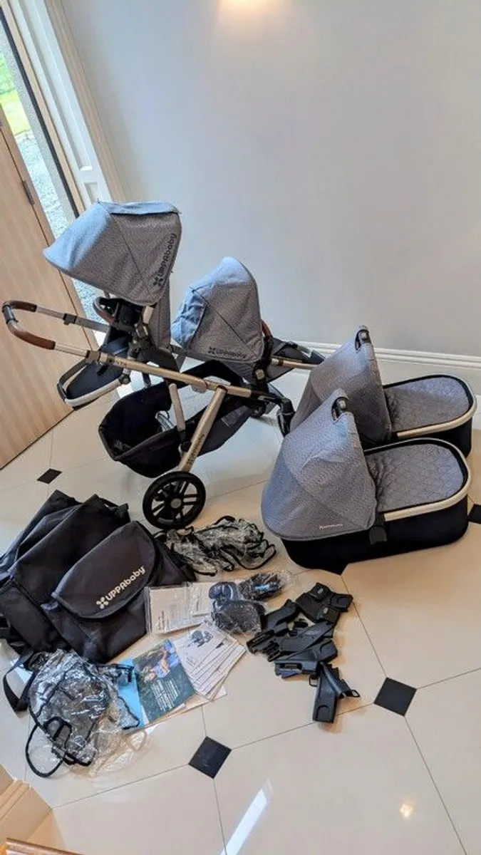 Uppababy Vista Twin Buggy Travel System - Henry Colour (light blue) - Image 1
