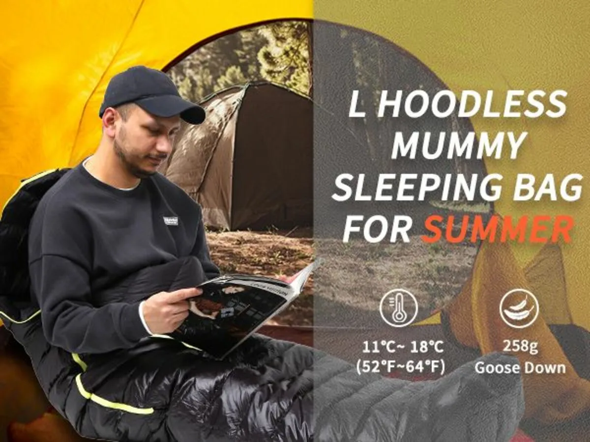 L.weight down sleeping bag+FREE PETZEL HEADLIGHT - Image 1