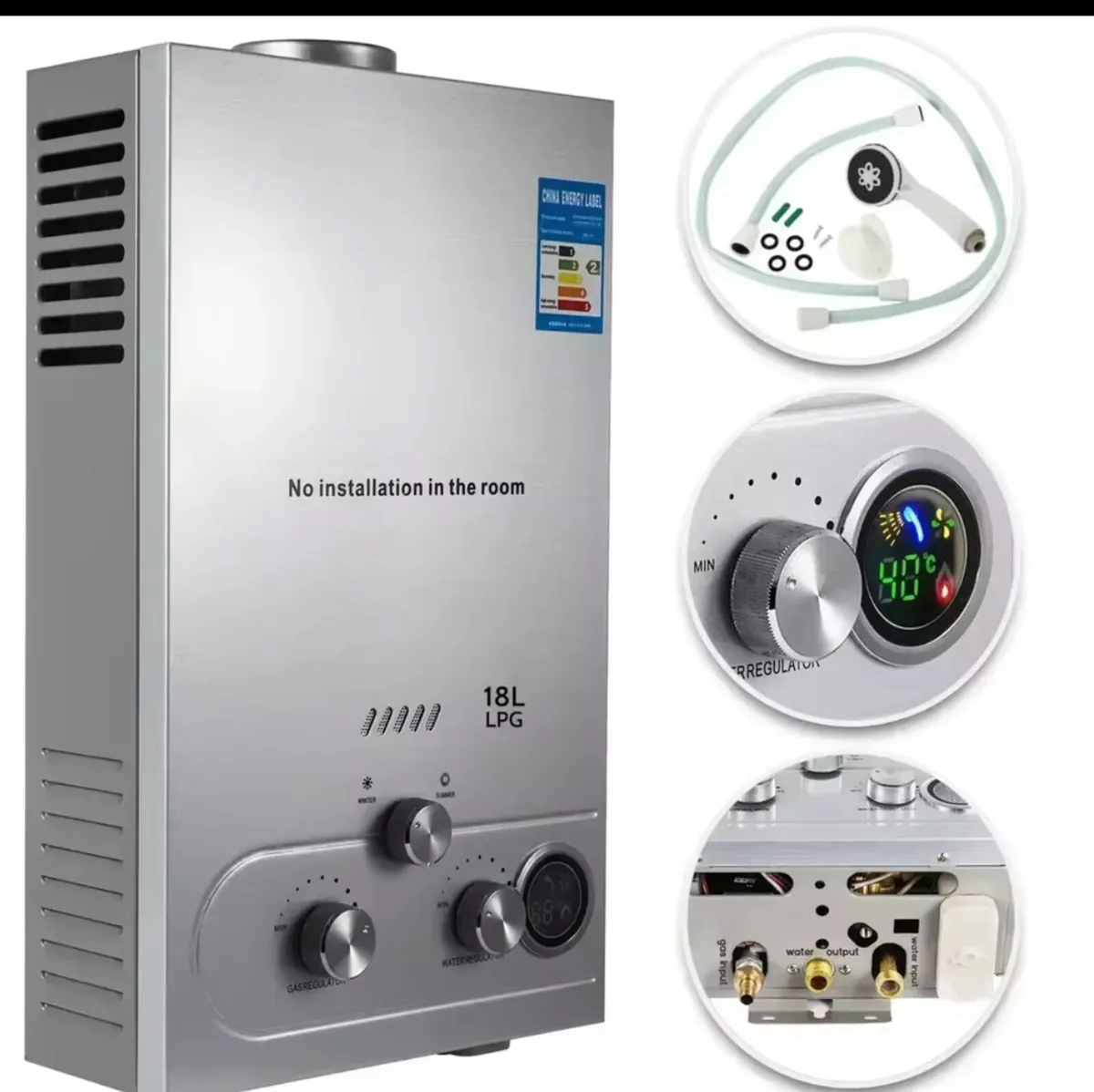 Red bottle LPG 18L Water Heater - Image 1