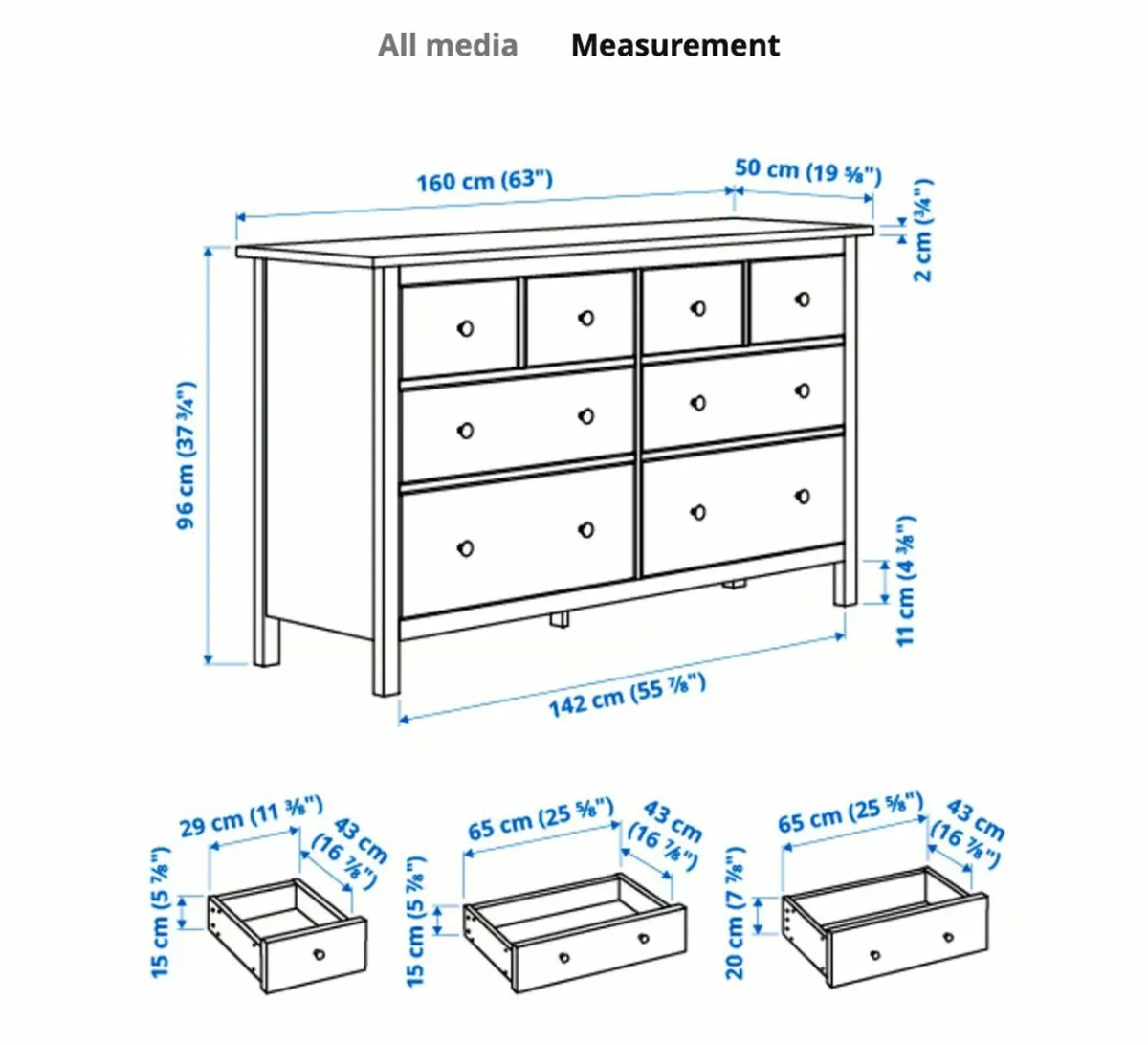 Black Ikea Hemnes 8-Drawer unit - Image 4