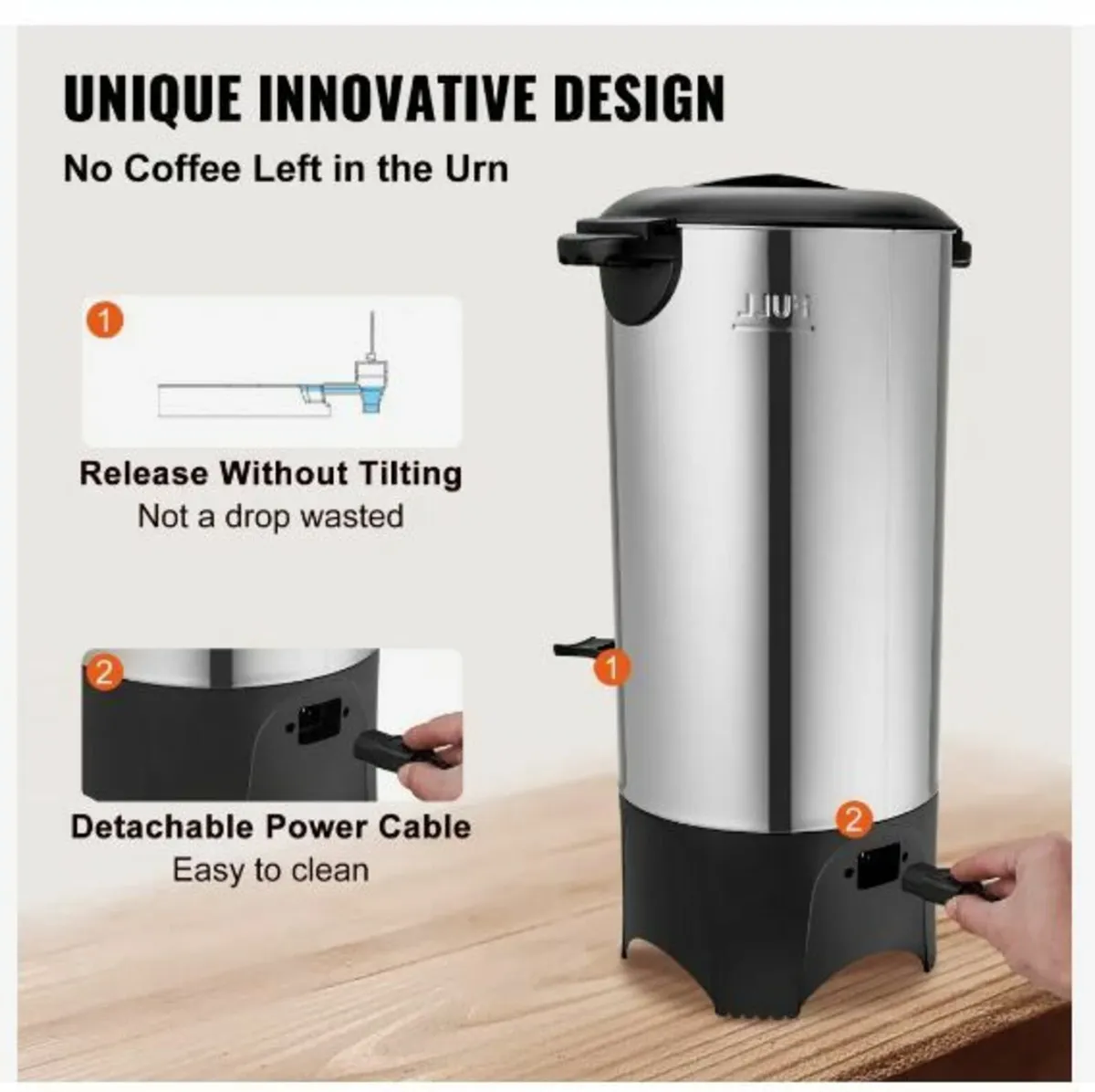 Commercial Coffee Urn, 50 Cups Stainless Steel - Image 4