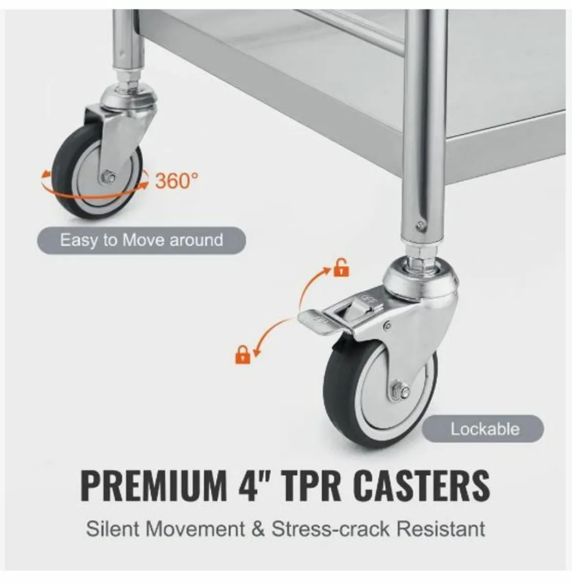 Medical Cart, 2 Layers Stainless Steel Cart - Image 2